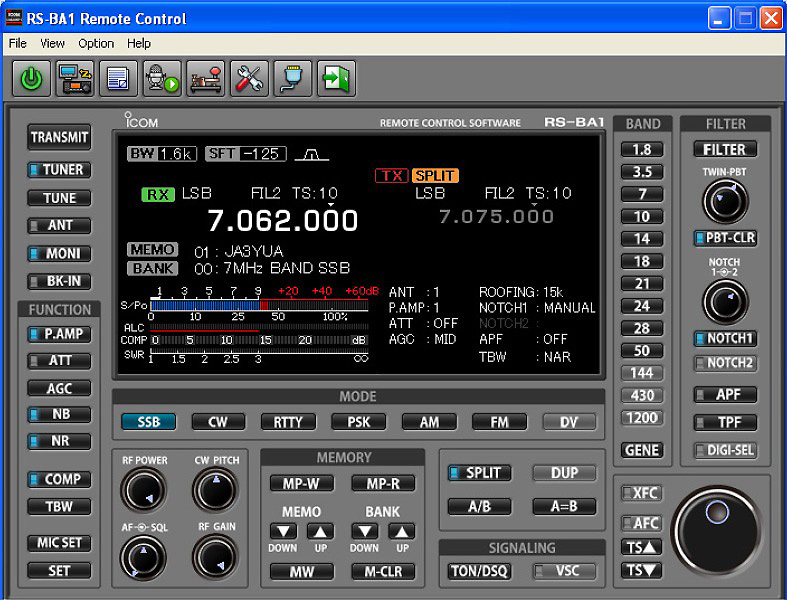 RS-BA1 Remote Control Suite GUI. Courtesy Lidio Gentili IGEJ.