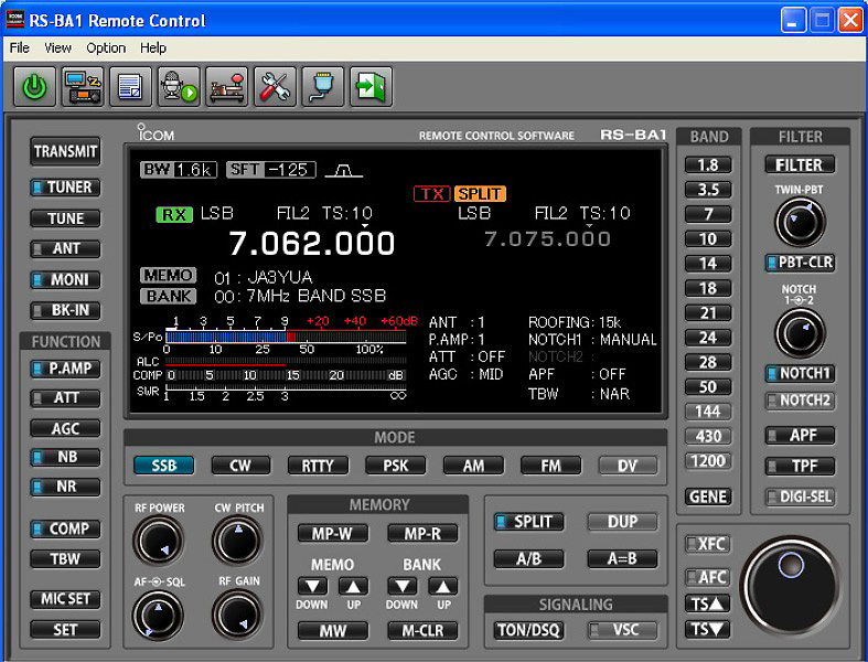 RS-BA1 Remote Control Suite GUI. Courtesy Lidio Gentili IØGEJ.