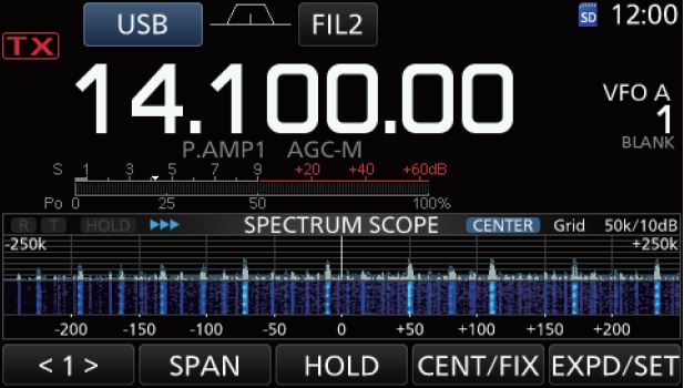 IC-7300 spectrum scope screen.