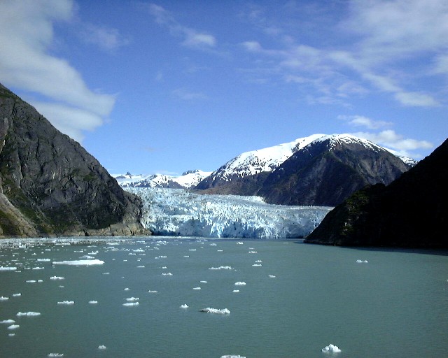 Coastal fjord and glacier near Alaska border.