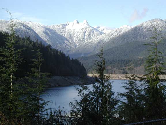 The Lions, seen from the Capilano River. Image courtesy Logan, VE7TLH.