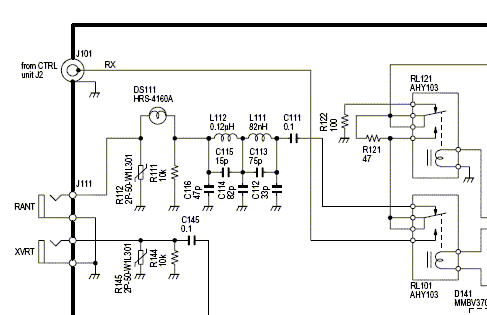 Fig.2: IC-756Pro2 RX-ANT Input Circuit (p/o RF-A Unit). Image courtesy Icom Inc.