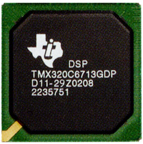 The TI TMX320C DSP IC. Click for TMS320C6713 data sheet.