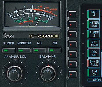 Fig.1: IC-756Pro II left front panel, showing ANT, Preamp, ATT & RF Gain controls. 